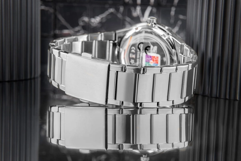 Stalowa bransoleta zegarka Skmei 9140SIBK – elegancka i wygodna.