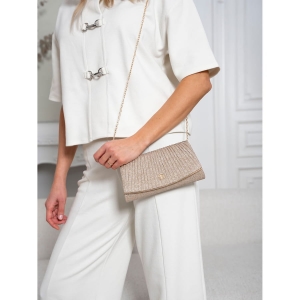 Brokatowa kopertówka damska z tkaniny syntetycznej w kolorze różowego złota - Rovicky