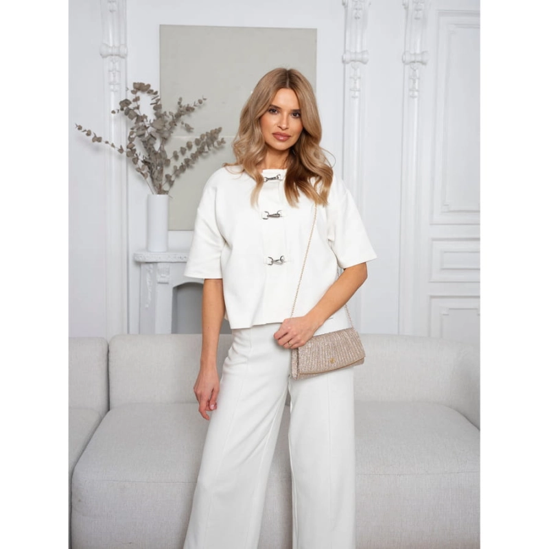 Brokatowa kopertówka damska z tkaniny syntetycznej w kolorze różowego złota - Rovicky