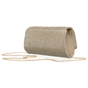 Brokatowa, złota kopertówka damska z tkaniny syntetycznej - Rovicky