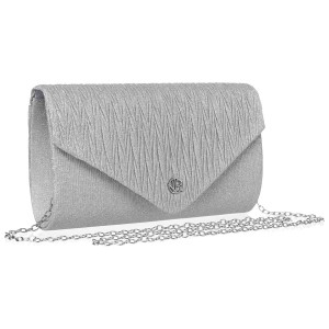 Srebrna kopertówka damska z tkaniny syntetycznej z kieszonką wewnętrzną - Rovicky