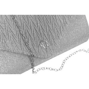 Srebrna kopertówka damska z tkaniny syntetycznej z kieszonką wewnętrzną - Rovicky