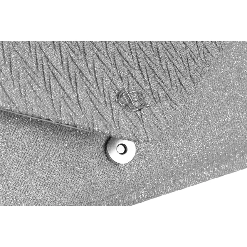 Srebrna kopertówka damska z tkaniny syntetycznej z kieszonką wewnętrzną - Rovicky