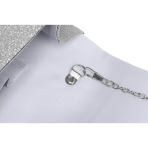 Srebrna kopertówka damska z tkaniny syntetycznej z kieszonką wewnętrzną - Rovicky