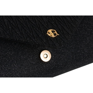 Czarna kopertówka damska ze wzorem w jodełkę zawieszona na łańcuszku - Rovicky