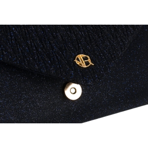 Brokatowa kopertówka damska w granatowym kolorze zawieszona na łańcuszku - Rovicky