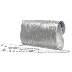 Srebrna kopertówka damska ze skóry ekologicznej zamykana na magnes - Rovicky