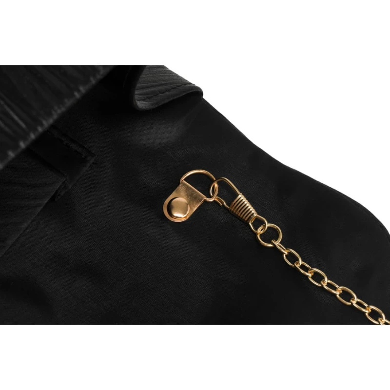 Czarna kopertówka damska ze skóry ekologicznej w prążki - Rovicky