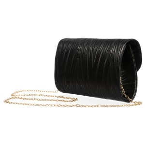 Czarna kopertówka damska ze skóry ekologicznej w prążki - Rovicky