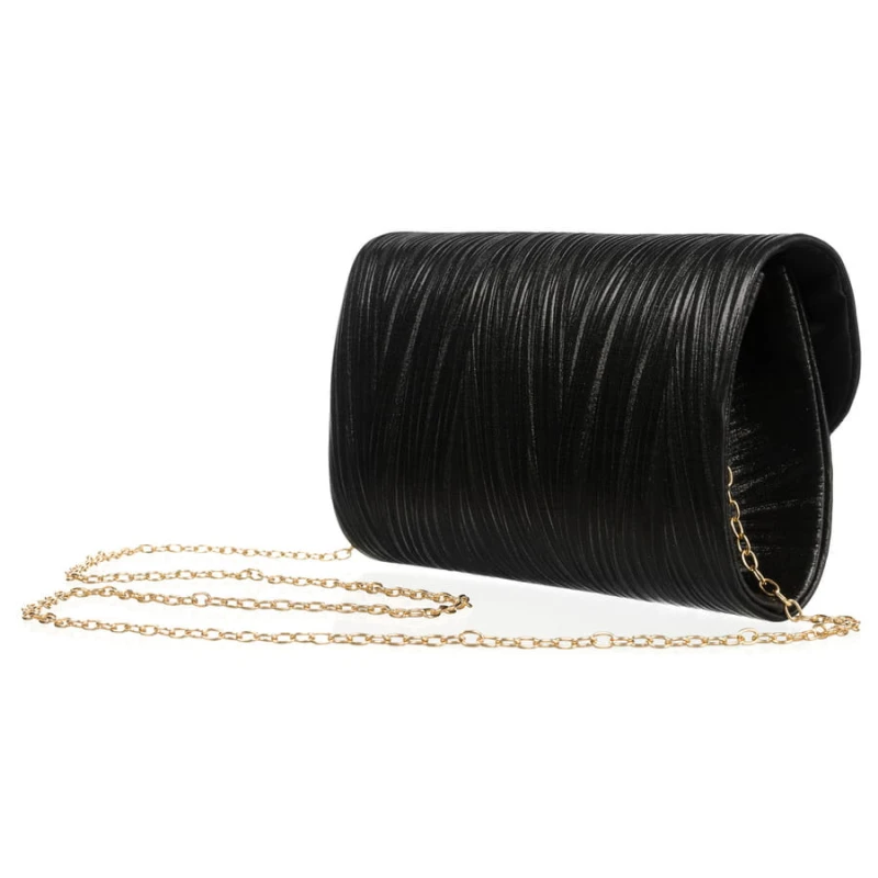 Czarna kopertówka damska ze skóry ekologicznej w prążki - Rovicky