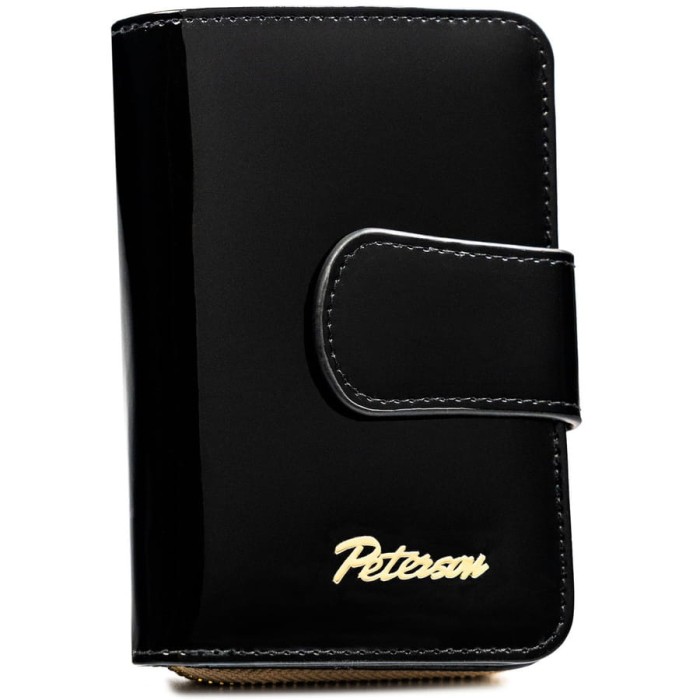 Czarno-złoty, skórzany portfel damski z systemem RFID - Peterson