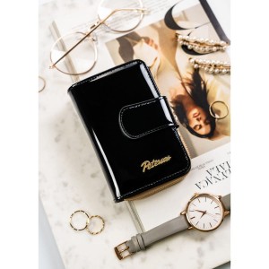 Czarno-złoty, skórzany portfel damski z systemem RFID - Peterson