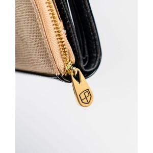 Czarno-złoty, skórzany portfel damski z systemem RFID - Peterson