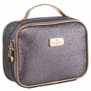 Elegancka brokatowa kosmetyczka z organizerem - Peterson