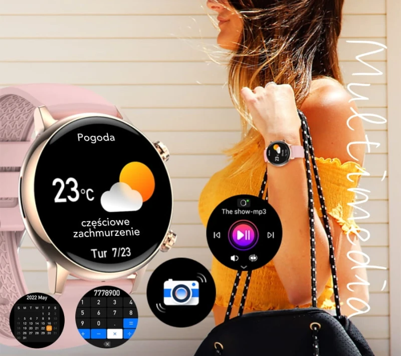 Smartwatch Damski RUBICON RNCF09 Rose Gold/Pink SMARUB234