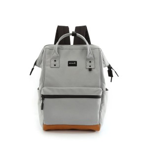 Szary, pojemny plecak damski z portem USB zawieszony na regulowanych szelkach - Himawari