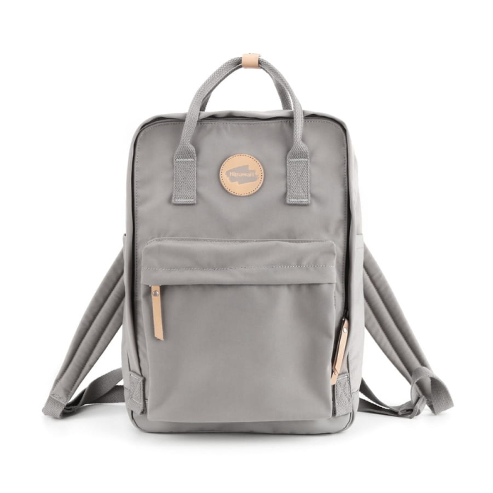 Praktyczny, miejski plecak damski w ciemnoszarym kolorze zawieszony na regulowanych szelkach - Himawari