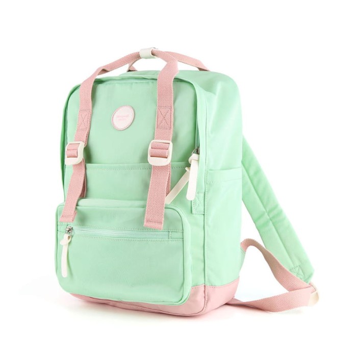 Pojemny, miejski plecak damski w miętowym kolorze zamykany na suwak - Himawari