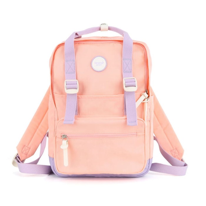 Pojemny, miejski plecak damski w różowo-fioletowym kolorze z kieszenią zewnętrzną - Himawari