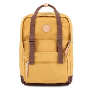 Plecak miejski w żółto-brązowym kolorze z przegrodą na laptopa zamykany suwakami - Himawari