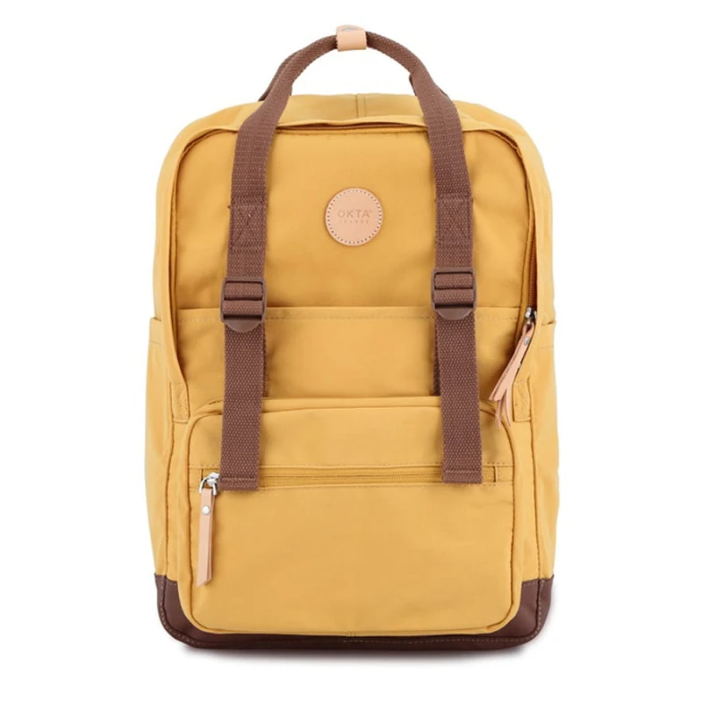Plecak miejski w żółto-brązowym kolorze z przegrodą na laptopa zamykany suwakami - Himawari