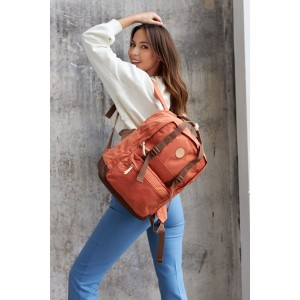Pomarańczowo-brązowy plecak miejski zamykany suwakami - Himawari