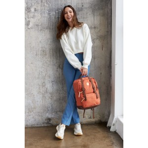 Pomarańczowo-brązowy plecak miejski zamykany suwakami - Himawari