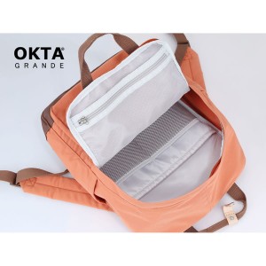 Pomarańczowo-brązowy plecak miejski zamykany suwakami - Himawari