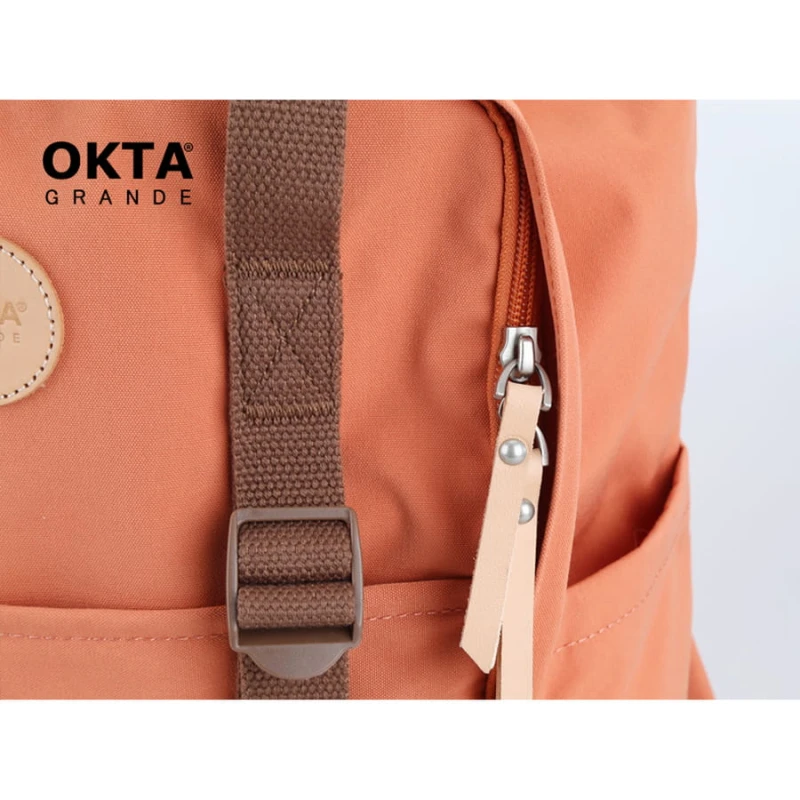 Pomarańczowo-brązowy plecak miejski zamykany suwakami - Himawari