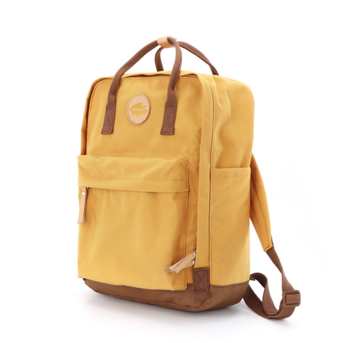 Żółto-brązowy, stylowy plecak zawieszony na regulowanych szelkach - Himawari