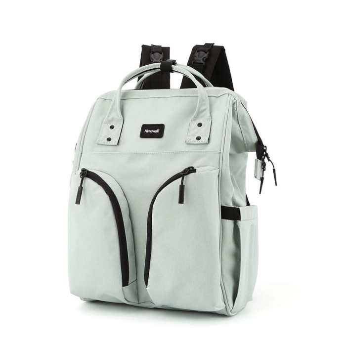 Miętowy plecak typu mommy bag z termicznymi kieszeniami - Himawari