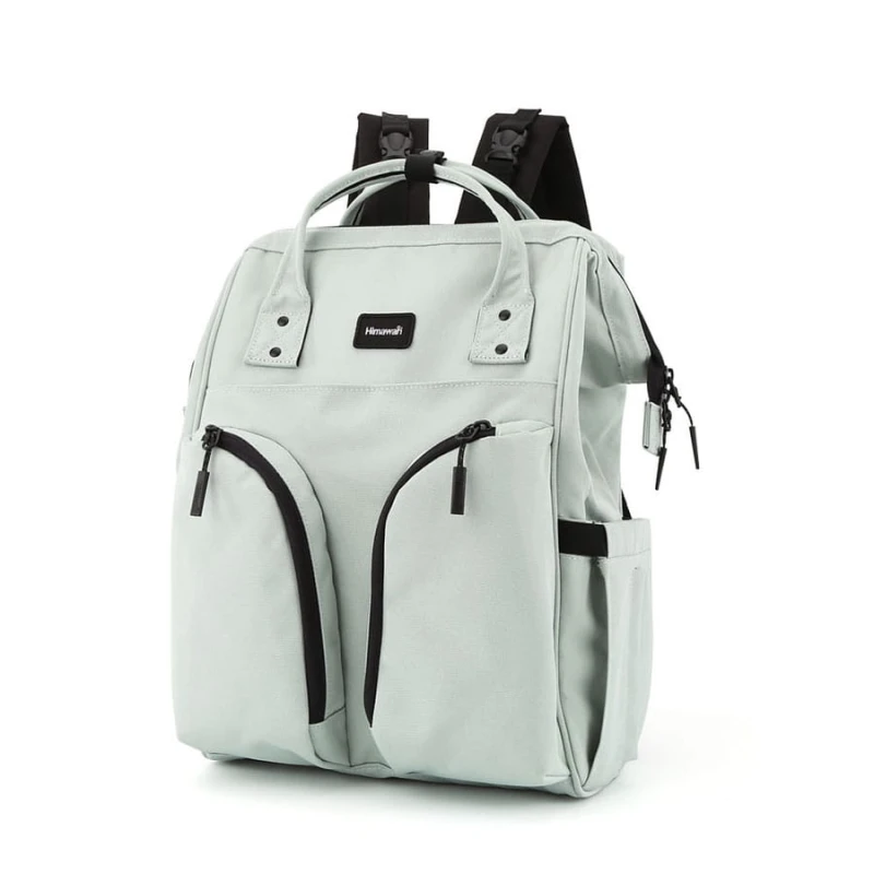 Miętowy plecak typu mommy bag z termicznymi kieszeniami - Himawari