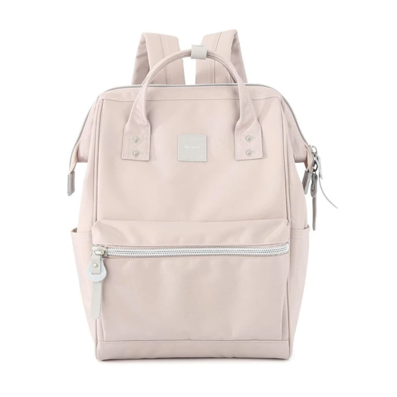 Plecak w kolorze pudrowego różu zawieszony na regulowanych szelkach i wyposażony w port USB - Himawari