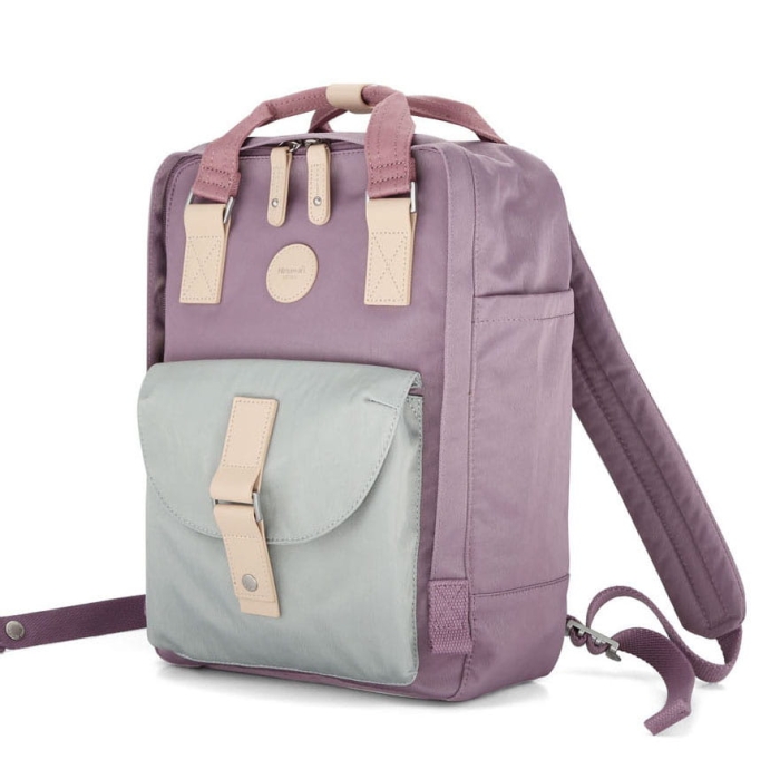 Wodoodporny plecak miejski w fioletowo-miętowym kolorze zamykany suwakiem - Himawari