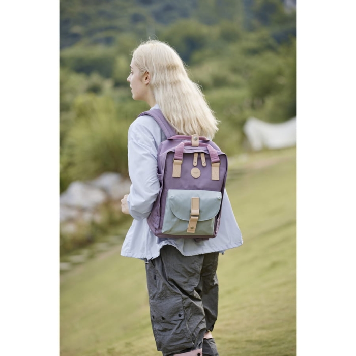 Wodoodporny plecak miejski w fioletowo-miętowym kolorze zamykany suwakiem - Himawari