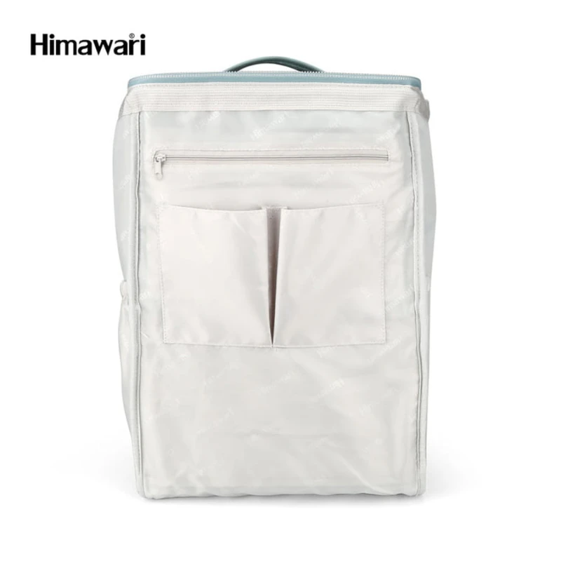 Pojemny plecak na laptopa w kolorze ecru i miętowym z portem USB - Himawari