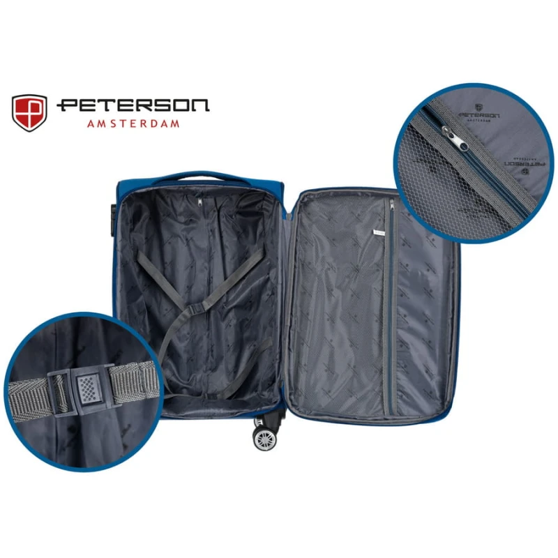 Duża, lekka walizka z wytrzymałej tkaniny poliestrowej w niebiesko-czerwonym kolorze - Peterson