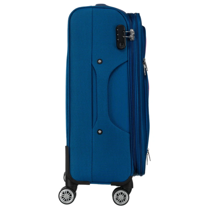 Duża, lekka walizka z wytrzymałej tkaniny poliestrowej w niebiesko-czerwonym kolorze - Peterson