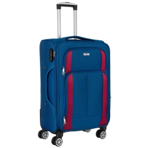 Mała walizka kabinowa z miękkiego materiału poliestrowego w niebiesko-czerwonym kolorze - Peterson