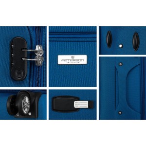 Mała walizka kabinowa z miękkiego materiału poliestrowego w niebiesko-czerwonym kolorze - Peterson