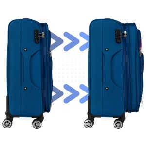 Mała walizka kabinowa z miękkiego materiału poliestrowego w niebiesko-czerwonym kolorze - Peterson