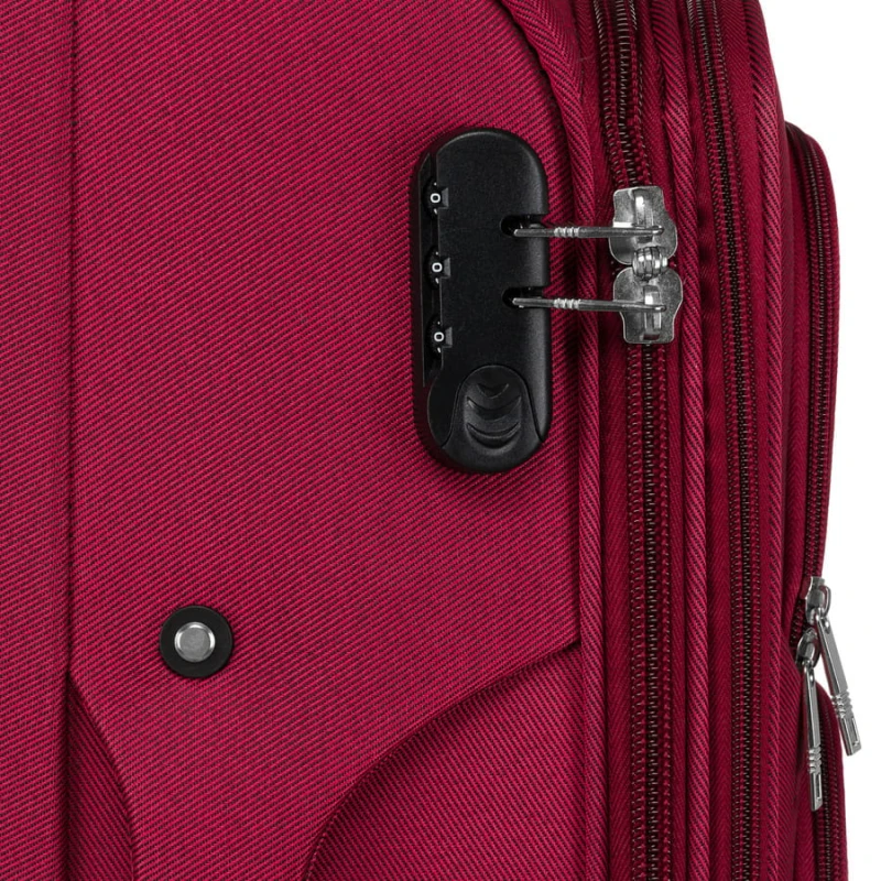 Walizka kabinowa z miękkiego materiału poliestrowego w czerwono-niebieskim kolorze - Peterson