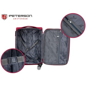 Walizka kabinowa z miękkiego materiału poliestrowego w czerwono-niebieskim kolorze - Peterson