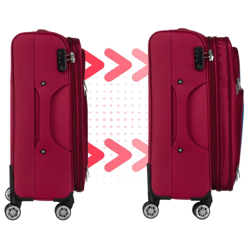 Walizka kabinowa z miękkiego materiału poliestrowego w czerwono-niebieskim kolorze - Peterson