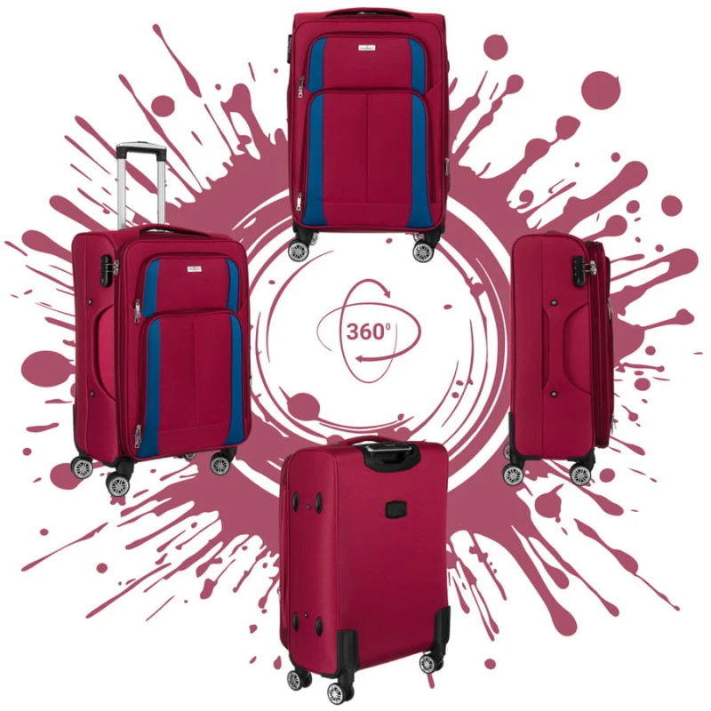 Walizka kabinowa z miękkiego materiału poliestrowego w czerwono-niebieskim kolorze - Peterson