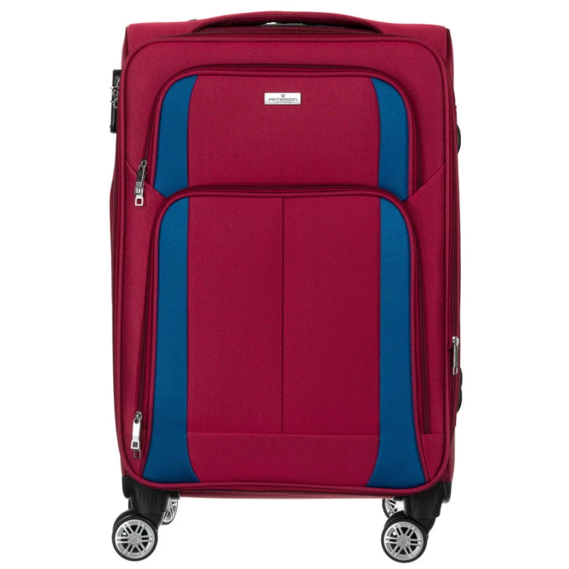 Walizka kabinowa z miękkiego materiału poliestrowego w czerwono-niebieskim kolorze - Peterson-niua.jpg