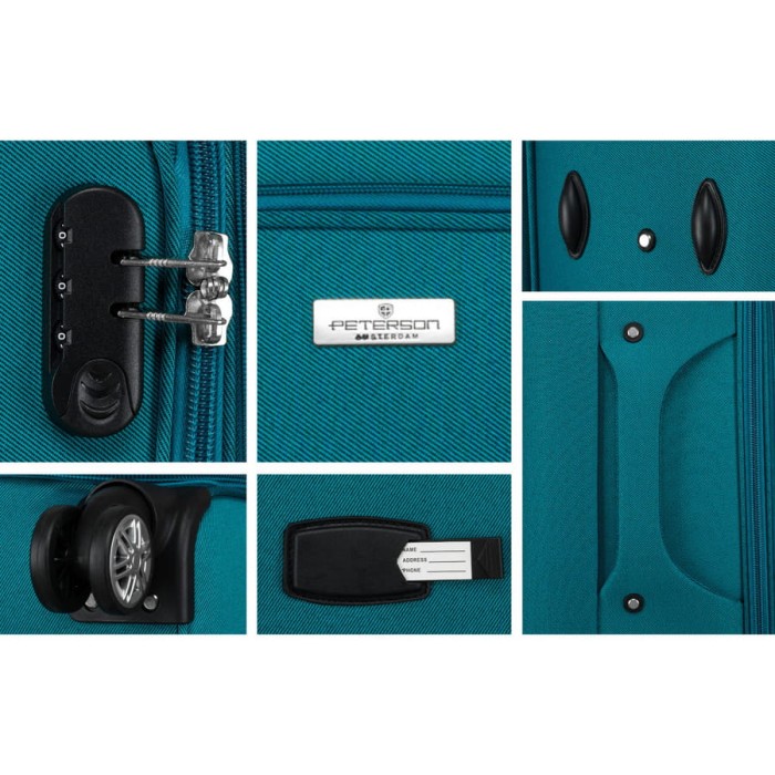 Walizka kabinowa z wysuwaną rączką wykonana z poliestru w turkusowo-różowym kolorze - Peterson