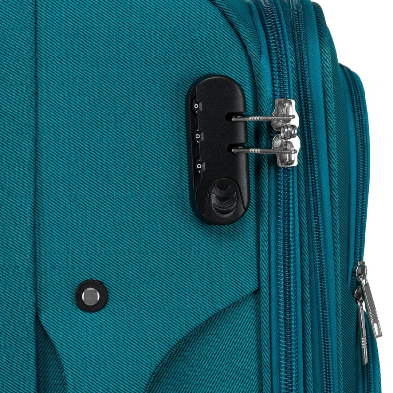 Walizka kabinowa z wysuwaną rączką wykonana z poliestru w turkusowo-różowym kolorze - Peterson