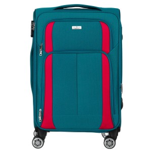 Walizka kabinowa z wysuwaną rączką wykonana z poliestru w turkusowo-różowym kolorze - Peterson