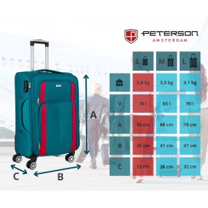 Walizka kabinowa z wysuwaną rączką wykonana z poliestru w turkusowo-różowym kolorze - Peterson